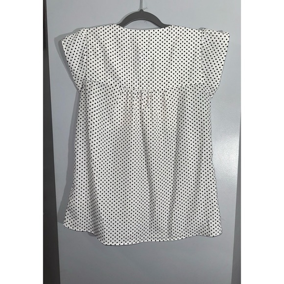 Savannah Jane black and white polka‎ dot top with floral embroidered yoke small - Picture 4 of 5